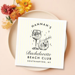 Retro Modern Bachelorette Yellow Paper Napkins