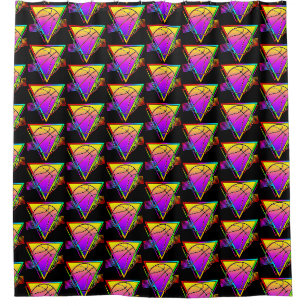 Retro Modern Basketball Ball Shower Curtain