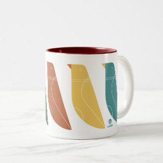 retro modern bird pattern  Two-Tone coffee mug