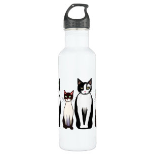 Retro Modern Black and White Cat and Kitten 710 Ml Water Bottle