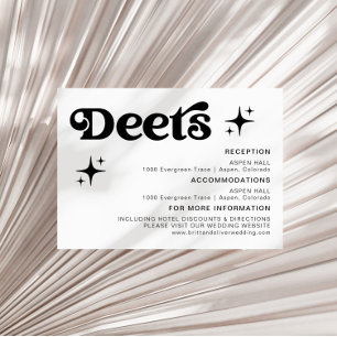 Retro Modern Black And White Wedding Details Enclosure Card