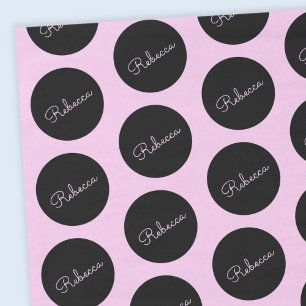 Retro-modern Black & Pink Polka Dot Design Tissue Paper
