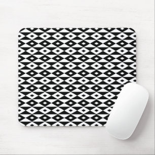 Retro Modern Black White Diamond Shape Pattern Mouse Mat