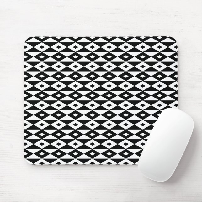 Retro Modern Black White Diamond Shape Pattern Mouse Mat (With Mouse)