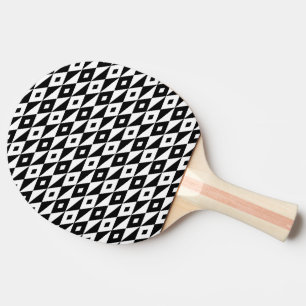 Retro Modern Black White Diamond Shape Pattern Ping Pong Paddle