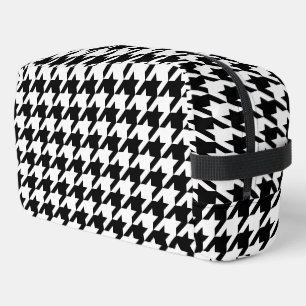 Retro Modern Black White Hounds-tooth Weaving Dopp Kit
