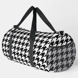 Retro Modern Black White Hounds-tooth Weaving Duffle Bag