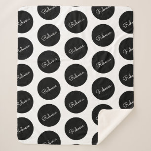 Retro-modern Black & White Polka Dot Design Sherpa Blanket