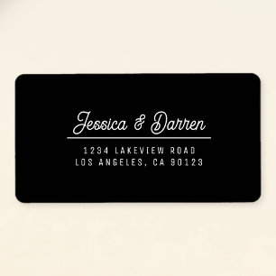 Retro-Modern Black & White Wedding Return Address Label