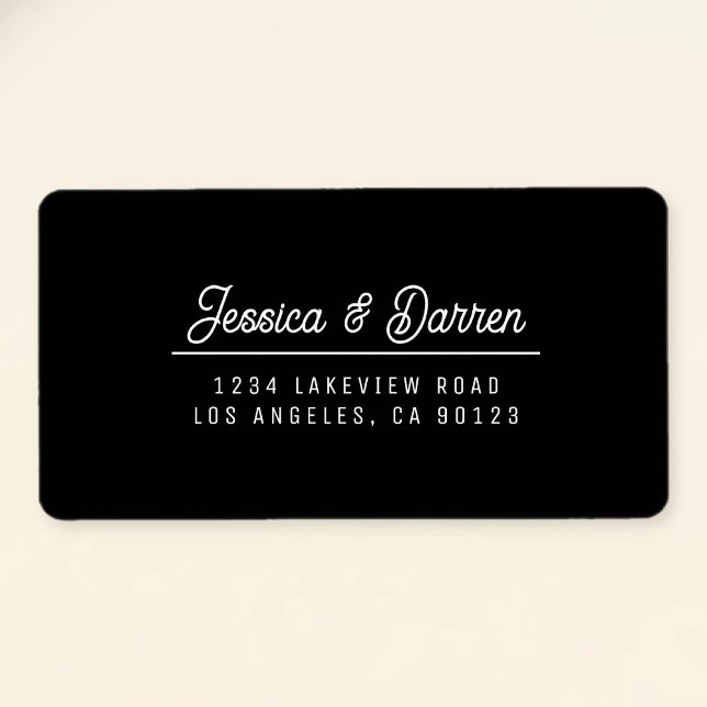 Retro-Modern Black & White Wedding Return Address Label (Creator Uploaded)