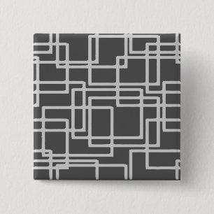 Retro Modern Blanched Slate Squares On Storm Grey 15 Cm Square Badge