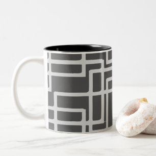 Retro Modern Blanched Slate Squares On Storm Grey Two-Tone Coffee Mug