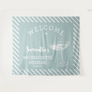 Retro Modern Blue Bachelorette Party Backdrop Tapestry