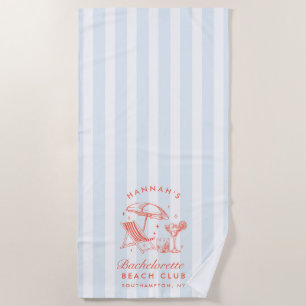 Retro Modern Blue Bachelorette Party Beach Towel