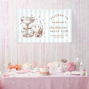 Retro Modern Blue & Brown Bachelorette Weekend Banner