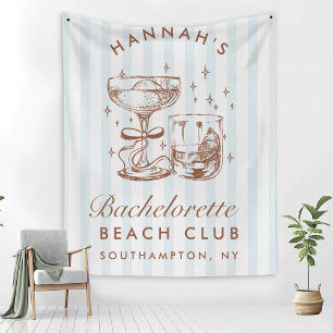 Retro Modern Blue & Brown Bachelorette Weekend Tapestry