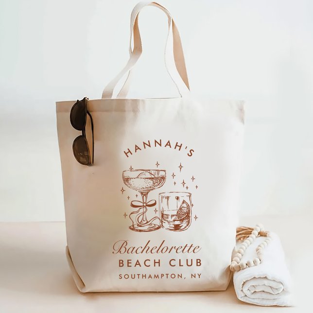 Retro Modern Blue & Brown Bachelorette Weekend Tote Bag (Creator Uploaded)