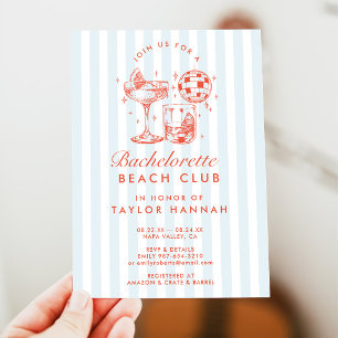 Retro Modern Blue & Orange Bachelorette Weekend Invitation