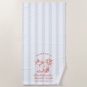 Retro Modern Blue & Orange Stripes Bachelorette Beach Towel