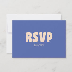Retro Modern Bold Blue QR Code Wedding Website RSVP Card