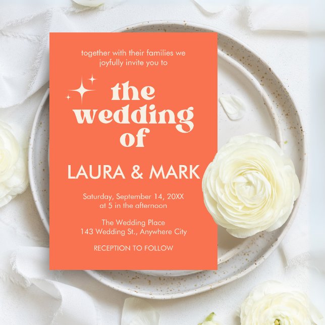 Retro Modern Bold & Chic Wedding Invitation (Bold & Chic Retro Modern Wedding Invitation)