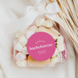 Retro Modern Bright Pink Girly Bachelorette  Classic Round Sticker