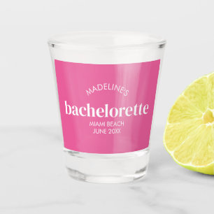 Retro Modern Bright Pink Girly Bachelorette  Shot Glass