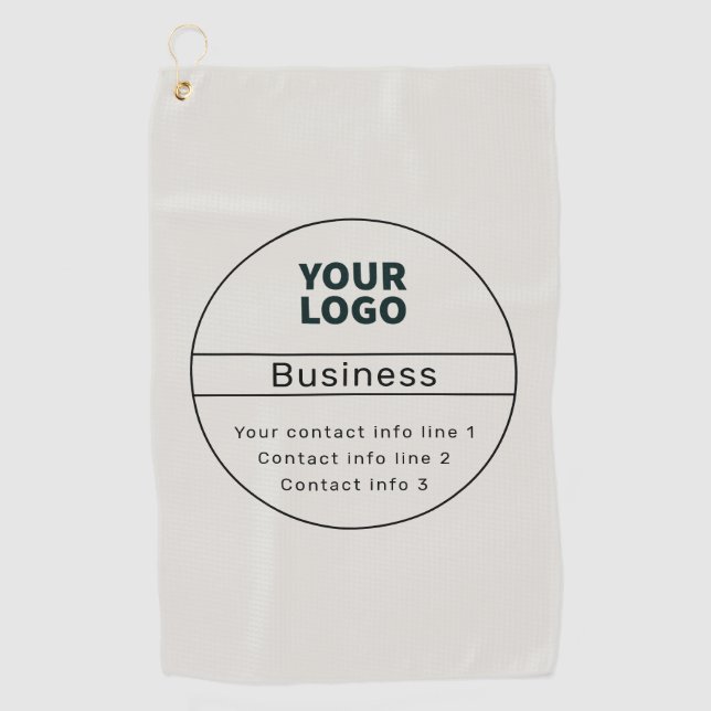Retro-Modern Business or Brand Contact info Golf Towel (Front)