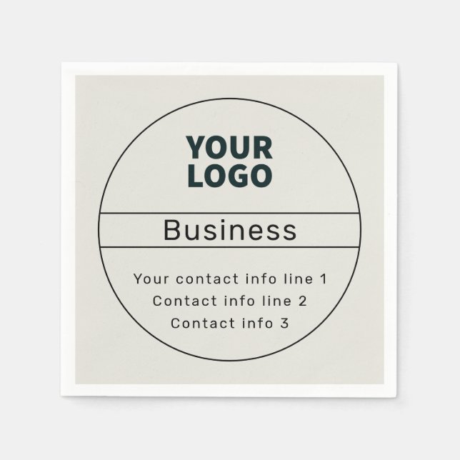 Retro-Modern Business or Brand Contact info Napkin (Front)