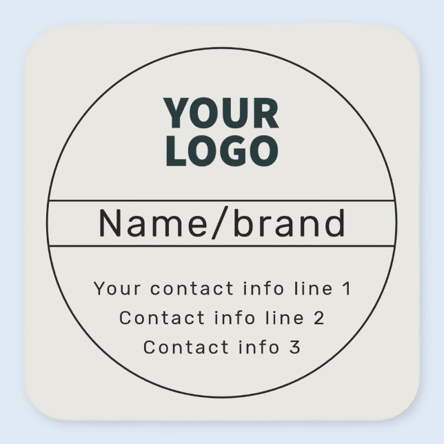 Retro-Modern Business or Brand Contact info Square Sticker (Creator Uploaded)
