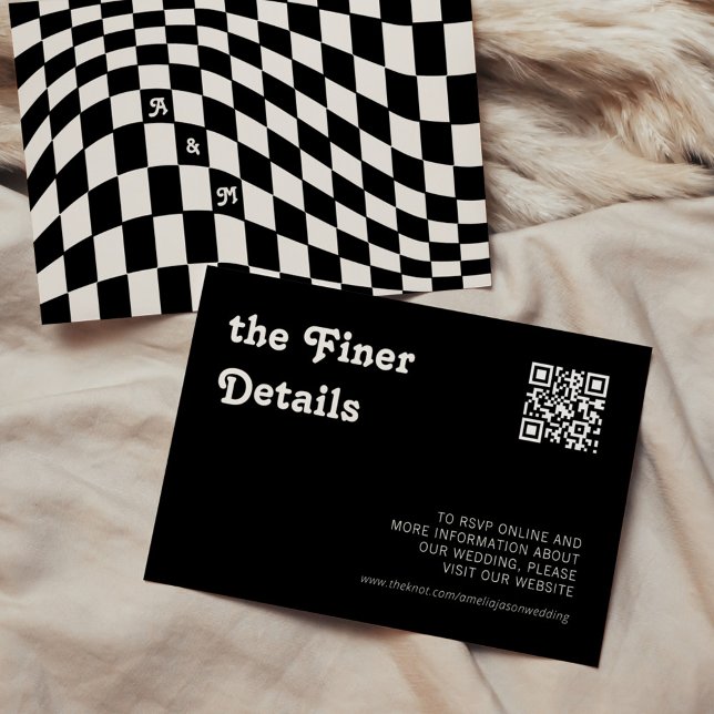 Retro Modern Chic Black Chequered Finer Details Enclosure Card (Creator Uploaded)