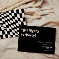 Retro Modern Chic Black Chequered Save the Date