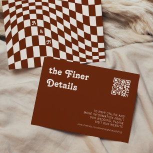 Retro Modern Chic Terracotta Chequered Finer Detai Enclosure Card