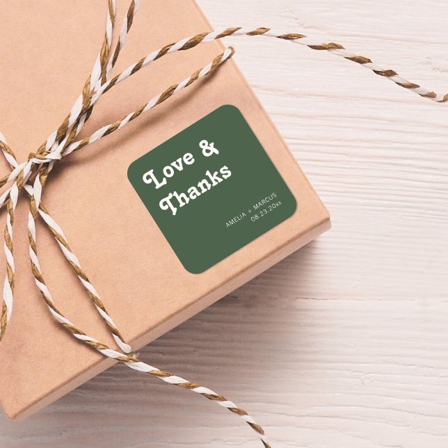 Retro Modern Chic Wedding Thank You  Square Sticker (Creator Uploaded)