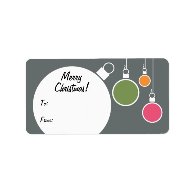 Retro Modern Christmas Gift Tag - Grey (Front)