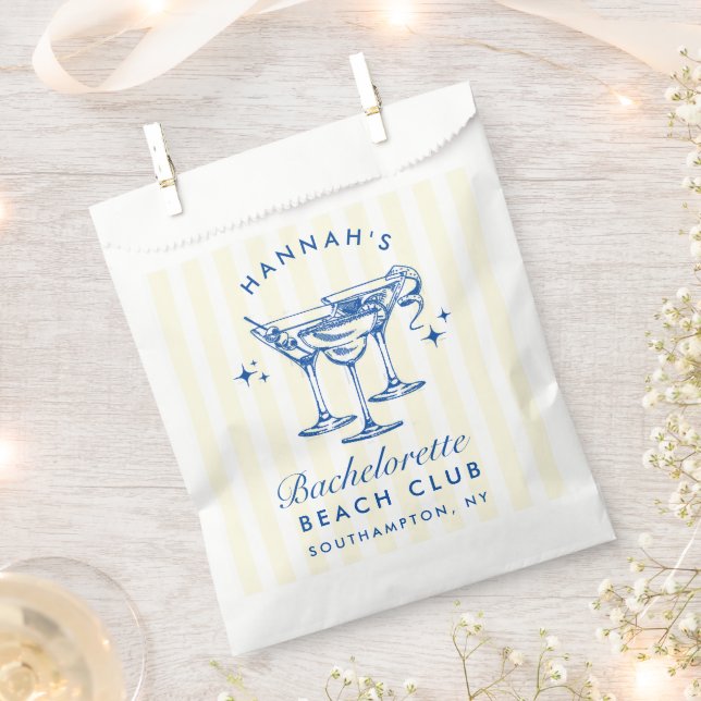 Retro Modern Cocktail Bachelorette Blue Favour Bags (Clipped)