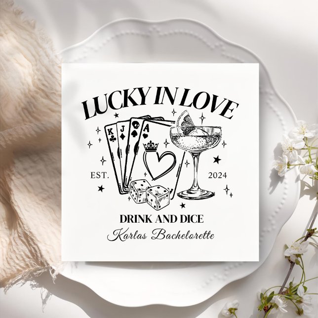 Retro Modern Cocktail Black Bachelorette Party Napkin (Creator Uploaded)