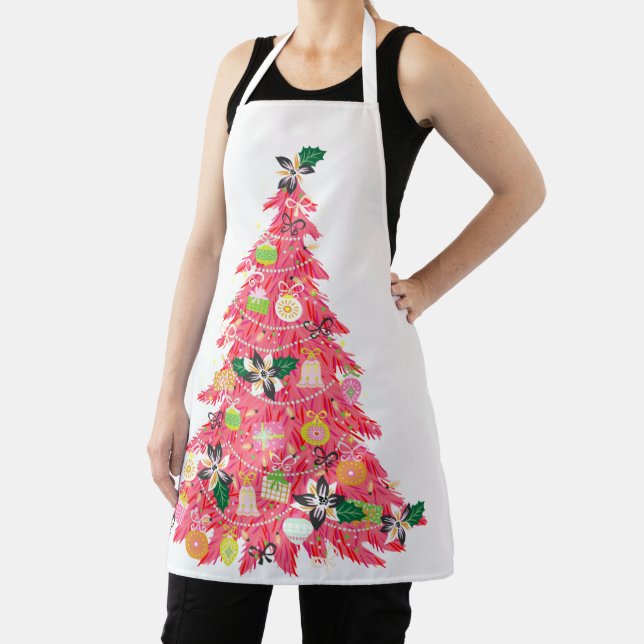 Retro Modern Colourful Bright Trendy Tree Christma Apron (Insitu)