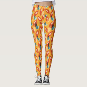 Retro Modern Cool Geometric Yellow Orange Pattern Leggings