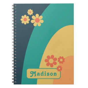 Retro Modern Curve Daisy Name Notebook