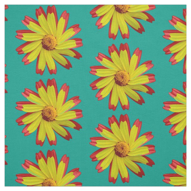 Retro Modern Daisy Floral  Fabric (Swatch)