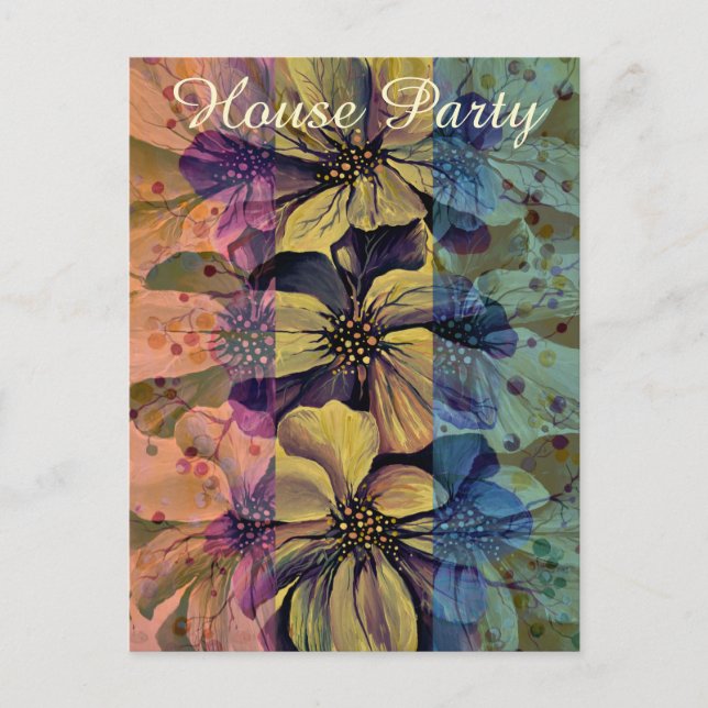 Retro Modern Delphinium Flowers Postcard (Front)