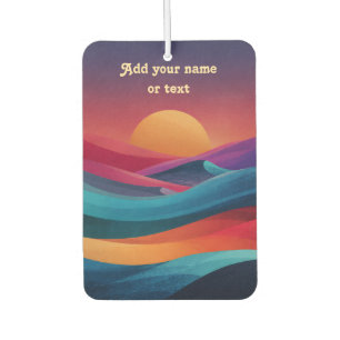 Retro Modern Desert Sunset Dunes Personalised Car Air Freshener