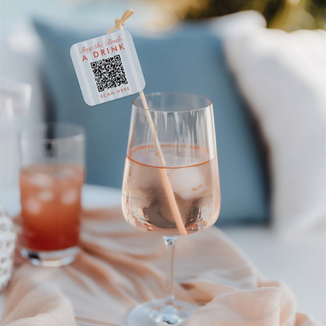 Retro Modern Dusty Blue Bachelorette QR Code Square Sticker (Retro Modern Vintage Blue Bachelorette QR Code Square Sticker)