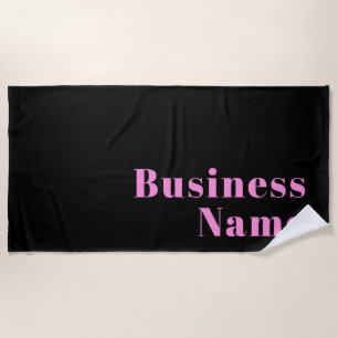 Retro-modern Editable Text Black & Pink Beach Towel
