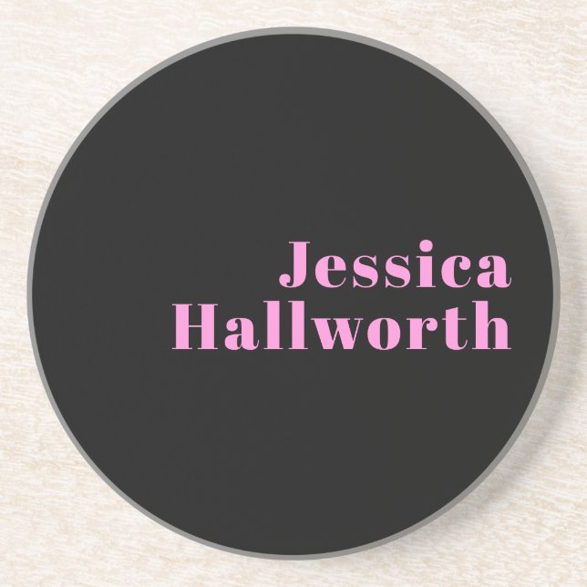 Retro-modern Editable Text | Black & Pink Coaster (Front)