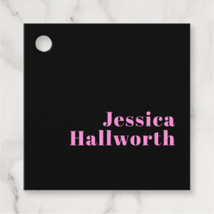 Retro-modern Editable Text Black & Pink Favour Tags