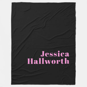 Retro-modern Editable Text   Black & Pink Fleece Blanket