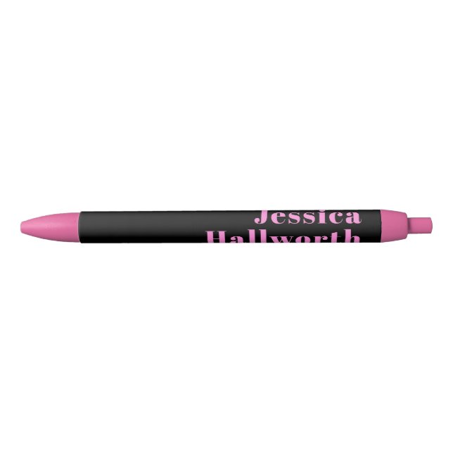 Retro-modern Editable Text | Black & Pink Ink Pen (Front)