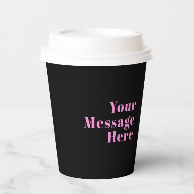 Retro-modern Editable Text | Black & Pink Paper Cups (Front)